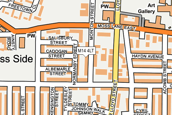 M14 4LT map - OS OpenMap – Local (Ordnance Survey)