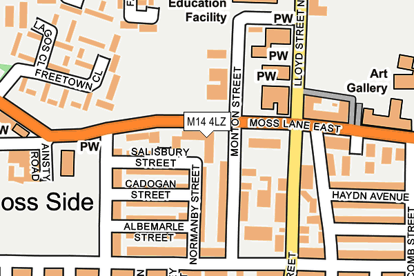 M14 4LZ map - OS OpenMap – Local (Ordnance Survey)