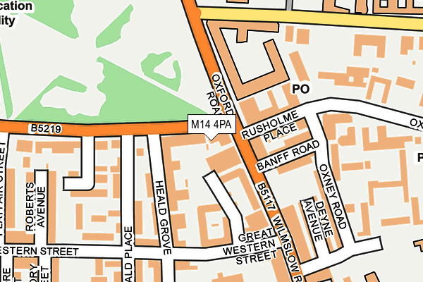 M14 4PA map - OS OpenMap – Local (Ordnance Survey)