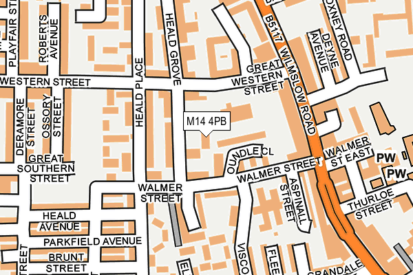 M14 4PB map - OS OpenMap – Local (Ordnance Survey)