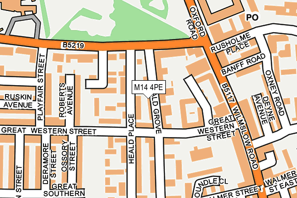 M14 4PE map - OS OpenMap – Local (Ordnance Survey)