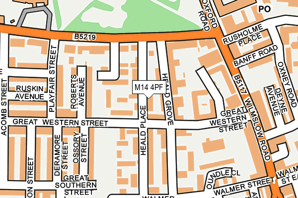 M14 4PF map - OS OpenMap – Local (Ordnance Survey)