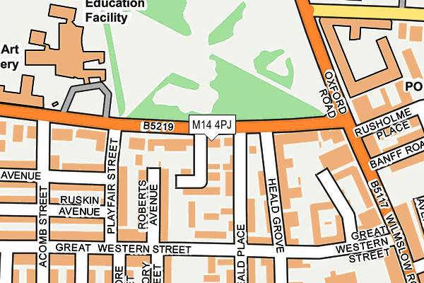 M14 4PJ map - OS OpenMap – Local (Ordnance Survey)