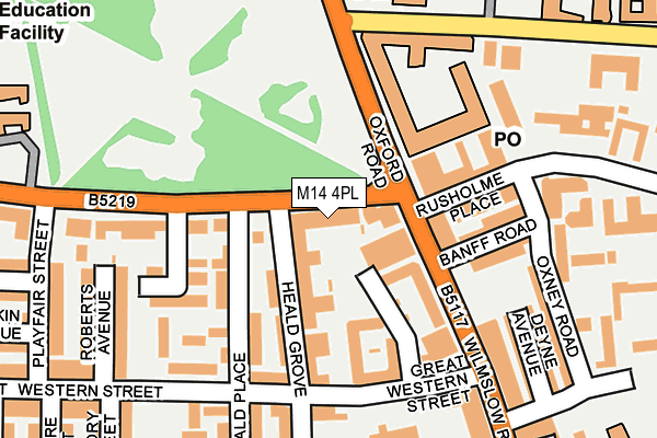 M14 4PL map - OS OpenMap – Local (Ordnance Survey)