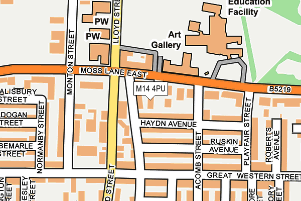 M14 4PU map - OS OpenMap – Local (Ordnance Survey)