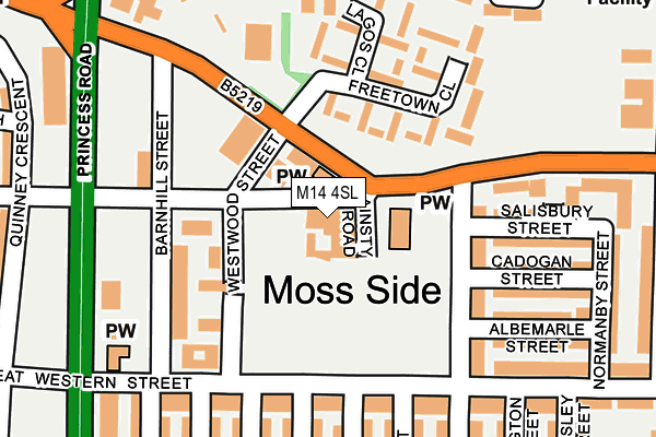 M14 4SL map - OS OpenMap – Local (Ordnance Survey)