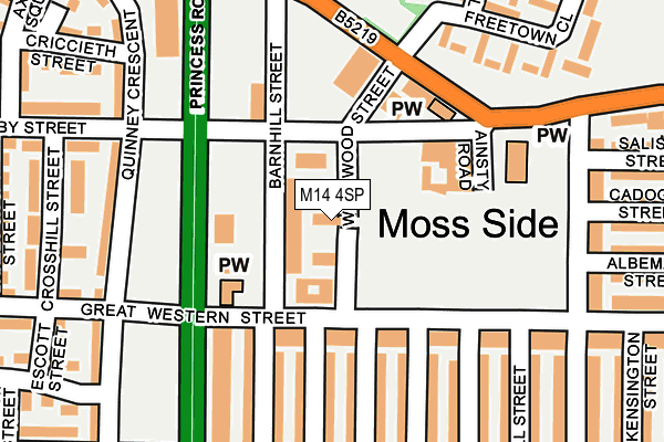 M14 4SP map - OS OpenMap – Local (Ordnance Survey)