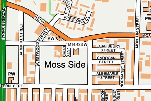 M14 4SS map - OS OpenMap – Local (Ordnance Survey)