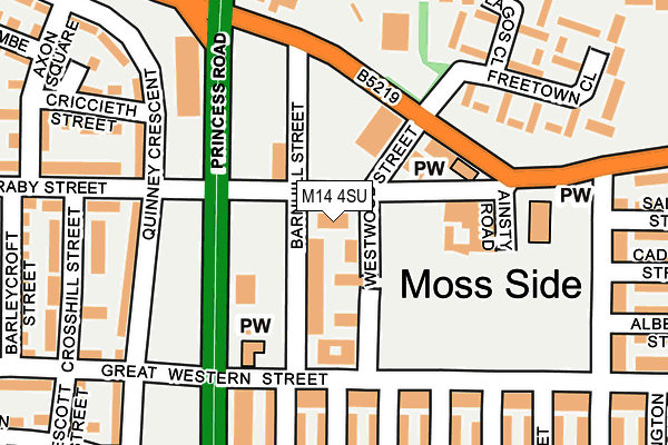 M14 4SU map - OS OpenMap – Local (Ordnance Survey)