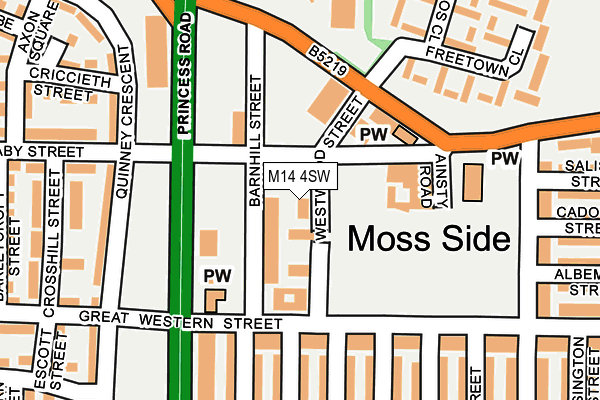 M14 4SW map - OS OpenMap – Local (Ordnance Survey)