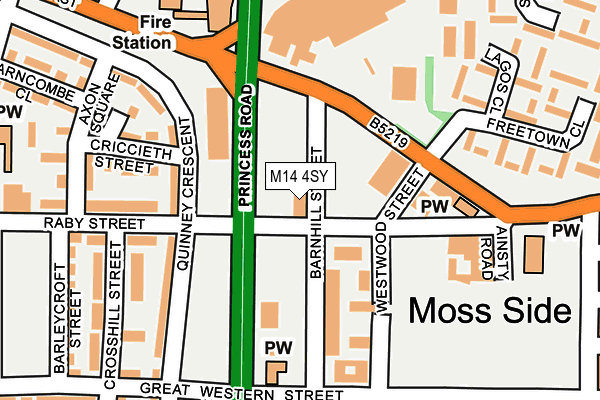 M14 4SY map - OS OpenMap – Local (Ordnance Survey)