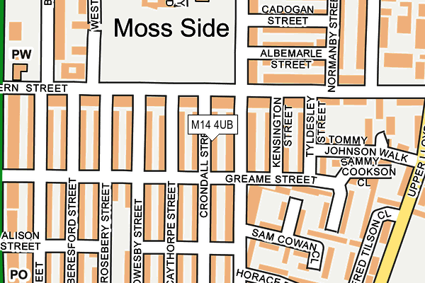 M14 4UB map - OS OpenMap – Local (Ordnance Survey)