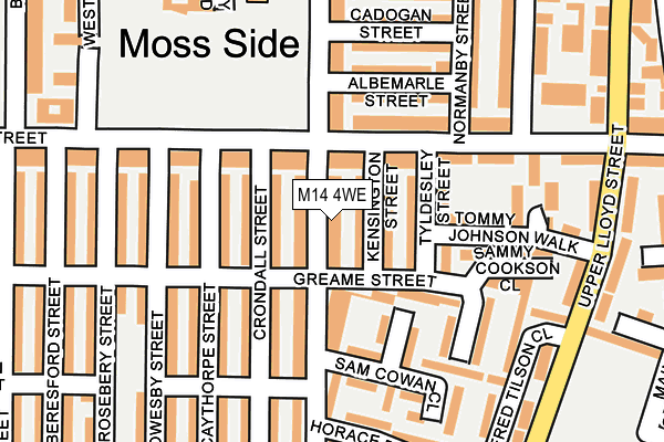 M14 4WE map - OS OpenMap – Local (Ordnance Survey)