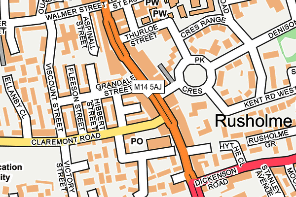 M14 5AJ map - OS OpenMap – Local (Ordnance Survey)