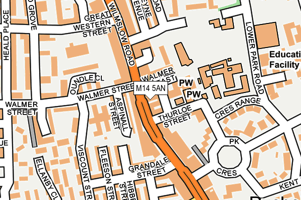 M14 5AN map - OS OpenMap – Local (Ordnance Survey)