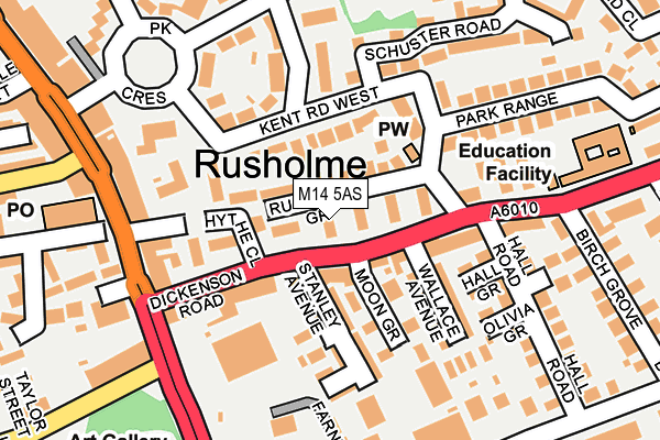 M14 5AS map - OS OpenMap – Local (Ordnance Survey)