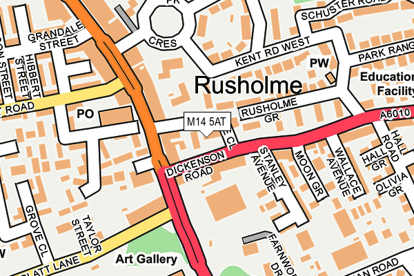 M14 5AT map - OS OpenMap – Local (Ordnance Survey)