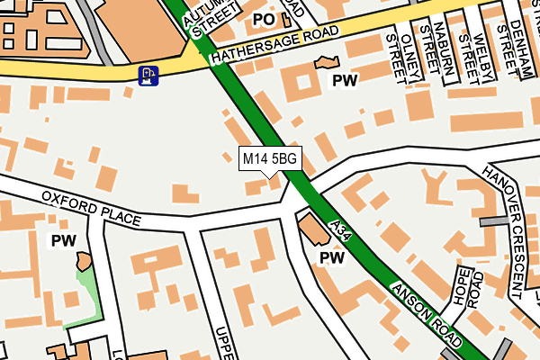 M14 5BG map - OS OpenMap – Local (Ordnance Survey)