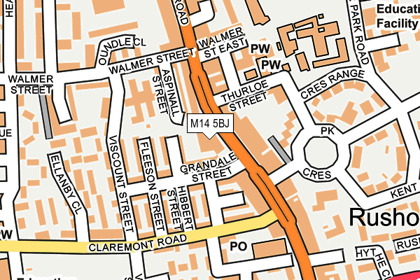 M14 5BJ map - OS OpenMap – Local (Ordnance Survey)