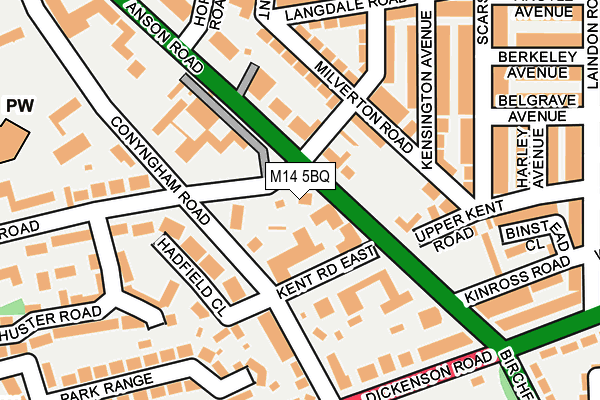 M14 5BQ map - OS OpenMap – Local (Ordnance Survey)