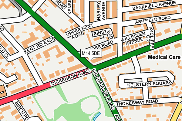 M14 5DE map - OS OpenMap – Local (Ordnance Survey)