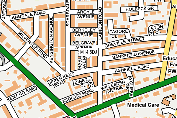 M14 5DJ map - OS OpenMap – Local (Ordnance Survey)