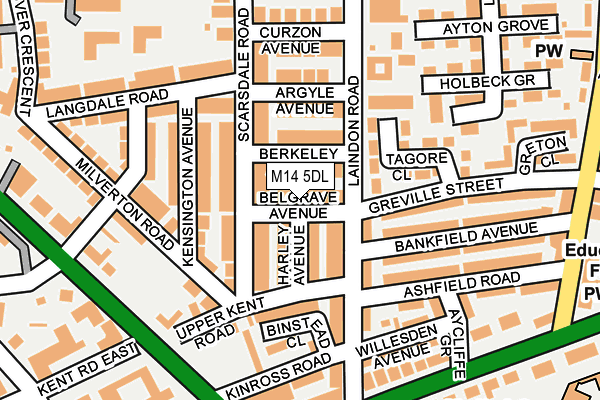 M14 5DL map - OS OpenMap – Local (Ordnance Survey)