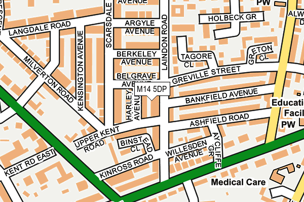 M14 5DP map - OS OpenMap – Local (Ordnance Survey)