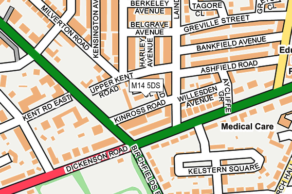 M14 5DS map - OS OpenMap – Local (Ordnance Survey)