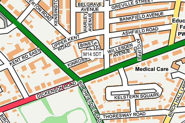 M14 5DT map - OS OpenMap – Local (Ordnance Survey)