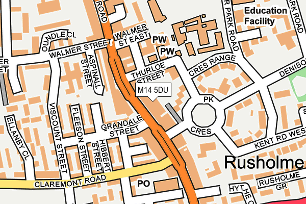 M14 5DU map - OS OpenMap – Local (Ordnance Survey)