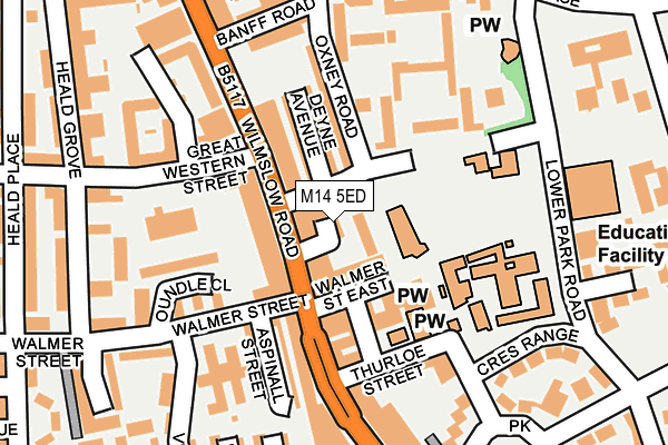 M14 5ED map - OS OpenMap – Local (Ordnance Survey)