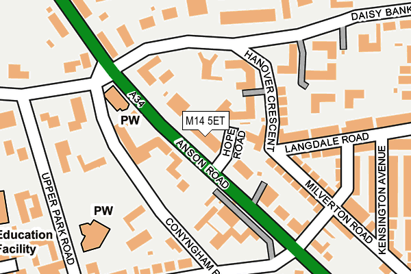 M14 5ET map - OS OpenMap – Local (Ordnance Survey)