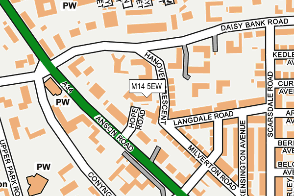 M14 5EW map - OS OpenMap – Local (Ordnance Survey)