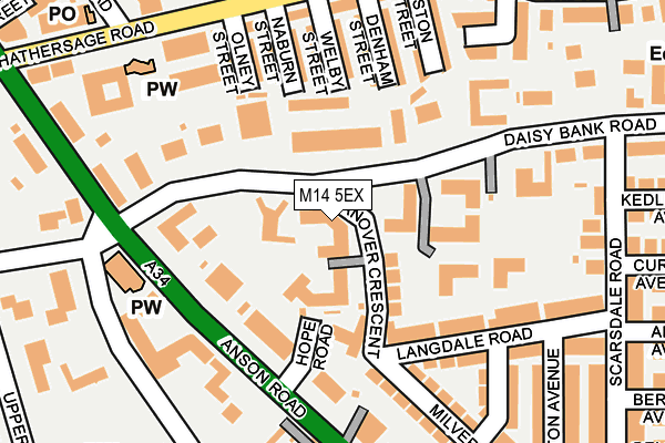 M14 5EX map - OS OpenMap – Local (Ordnance Survey)