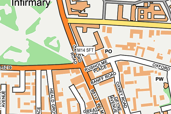 M14 5FT map - OS OpenMap – Local (Ordnance Survey)