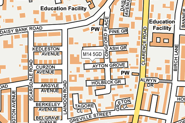 M14 5GD map - OS OpenMap – Local (Ordnance Survey)