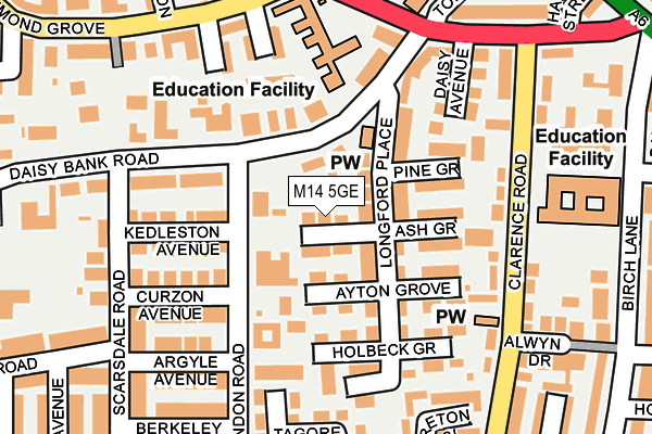 M14 5GE map - OS OpenMap – Local (Ordnance Survey)