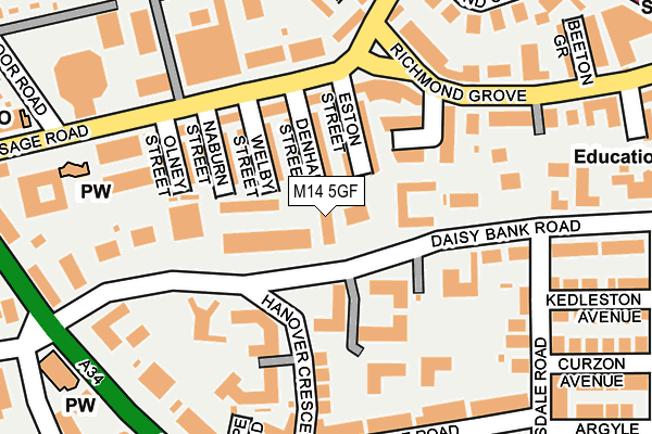 M14 5GF map - OS OpenMap – Local (Ordnance Survey)