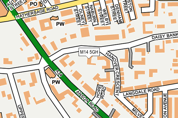 M14 5GH map - OS OpenMap – Local (Ordnance Survey)