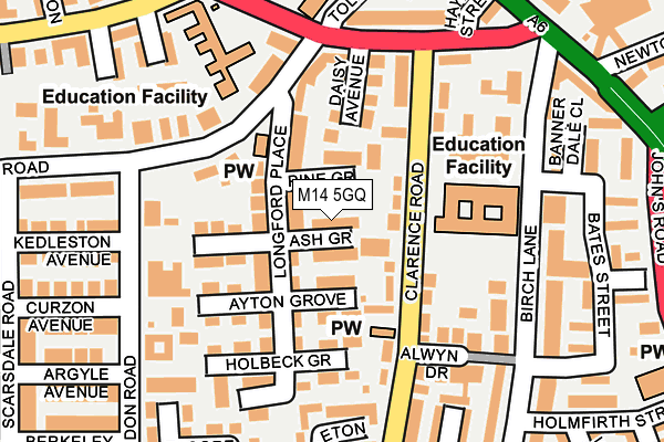 M14 5GQ map - OS OpenMap – Local (Ordnance Survey)