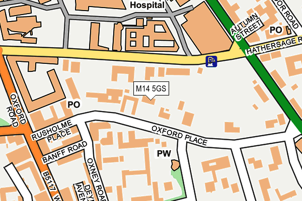M14 5GS map - OS OpenMap – Local (Ordnance Survey)