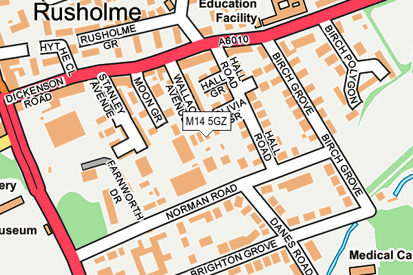 M14 5GZ map - OS OpenMap – Local (Ordnance Survey)