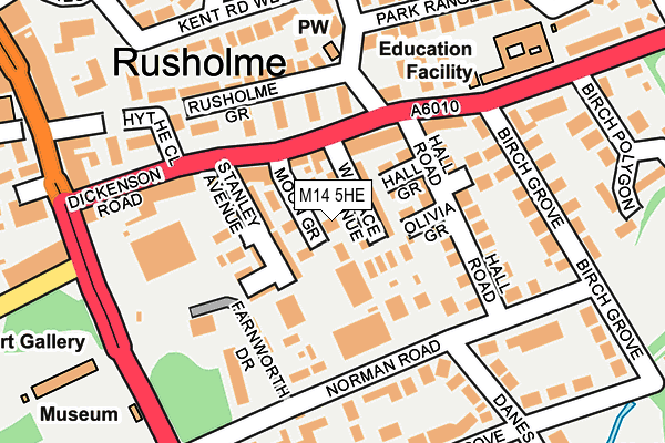 M14 5HE map - OS OpenMap – Local (Ordnance Survey)