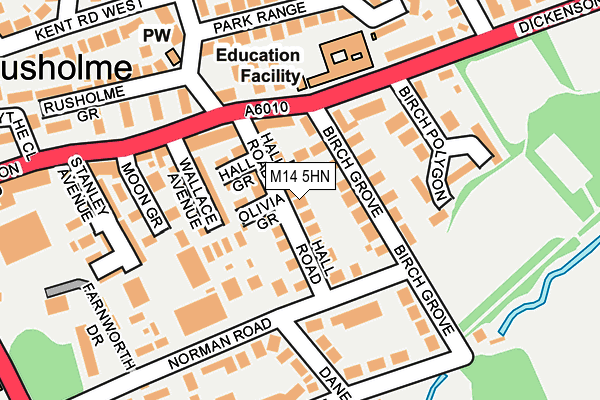 M14 5HN map - OS OpenMap – Local (Ordnance Survey)