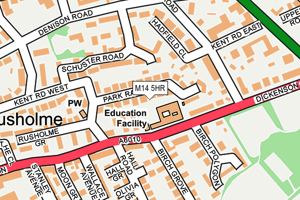 M14 5HR map - OS OpenMap – Local (Ordnance Survey)