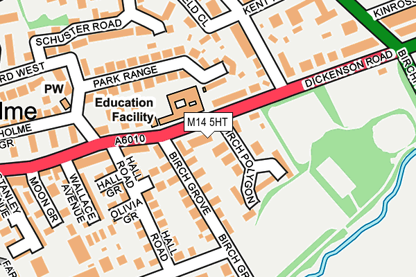 M14 5HT map - OS OpenMap – Local (Ordnance Survey)