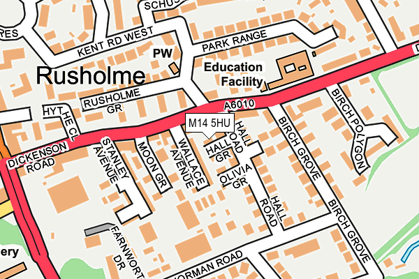 M14 5HU map - OS OpenMap – Local (Ordnance Survey)