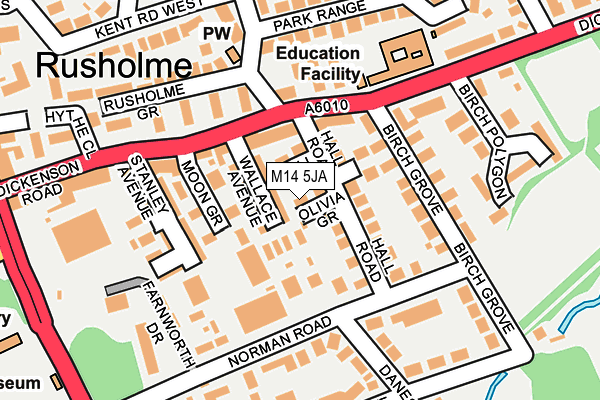 M14 5JA map - OS OpenMap – Local (Ordnance Survey)