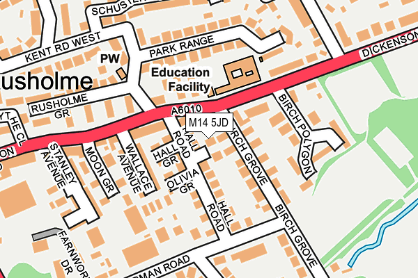 M14 5JD map - OS OpenMap – Local (Ordnance Survey)